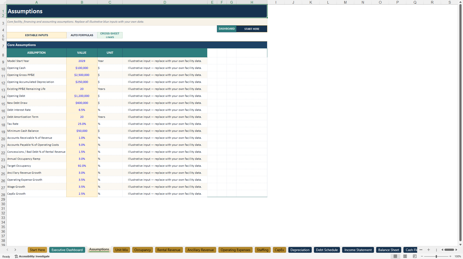 Self Storage Financial Model - 5-Year Forecast (Excel template (XLSX)) Preview Image
