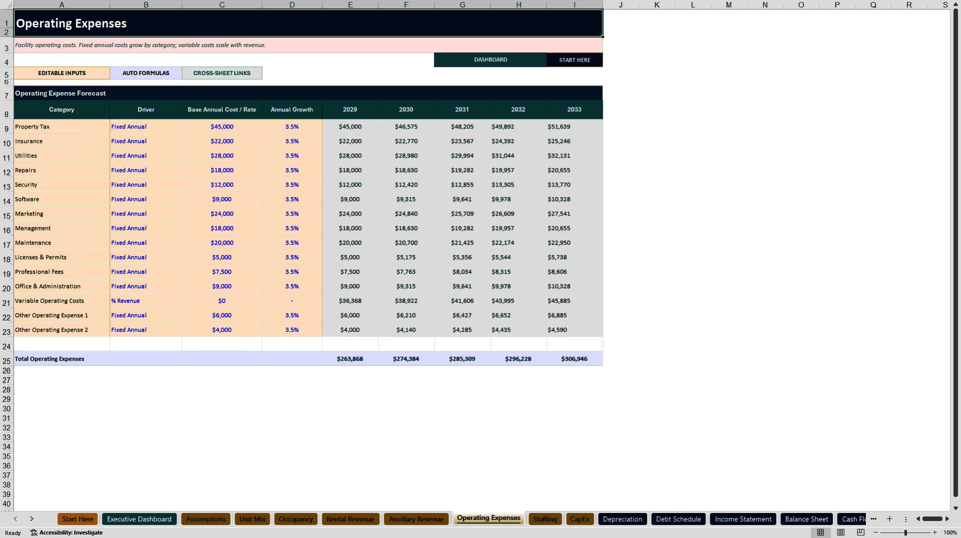Self Storage Financial Model - 5-Year Forecast (Excel template (XLSX)) Preview Image
