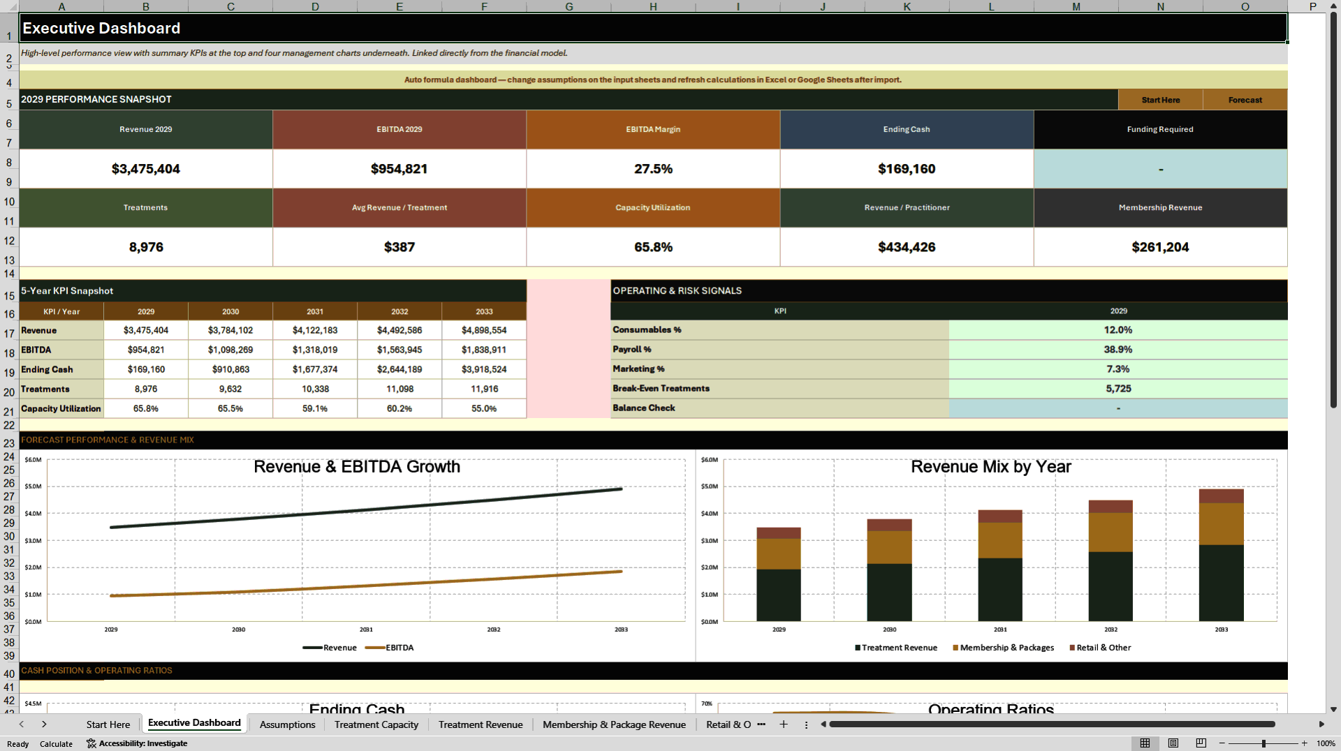 Med Spa Financial Model - 5-Year Forecast (Excel template (XLSX)) Preview Image