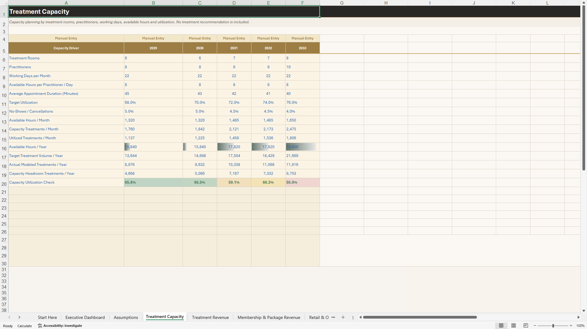 Med Spa Financial Model - 5-Year Forecast (Excel template (XLSX)) Preview Image