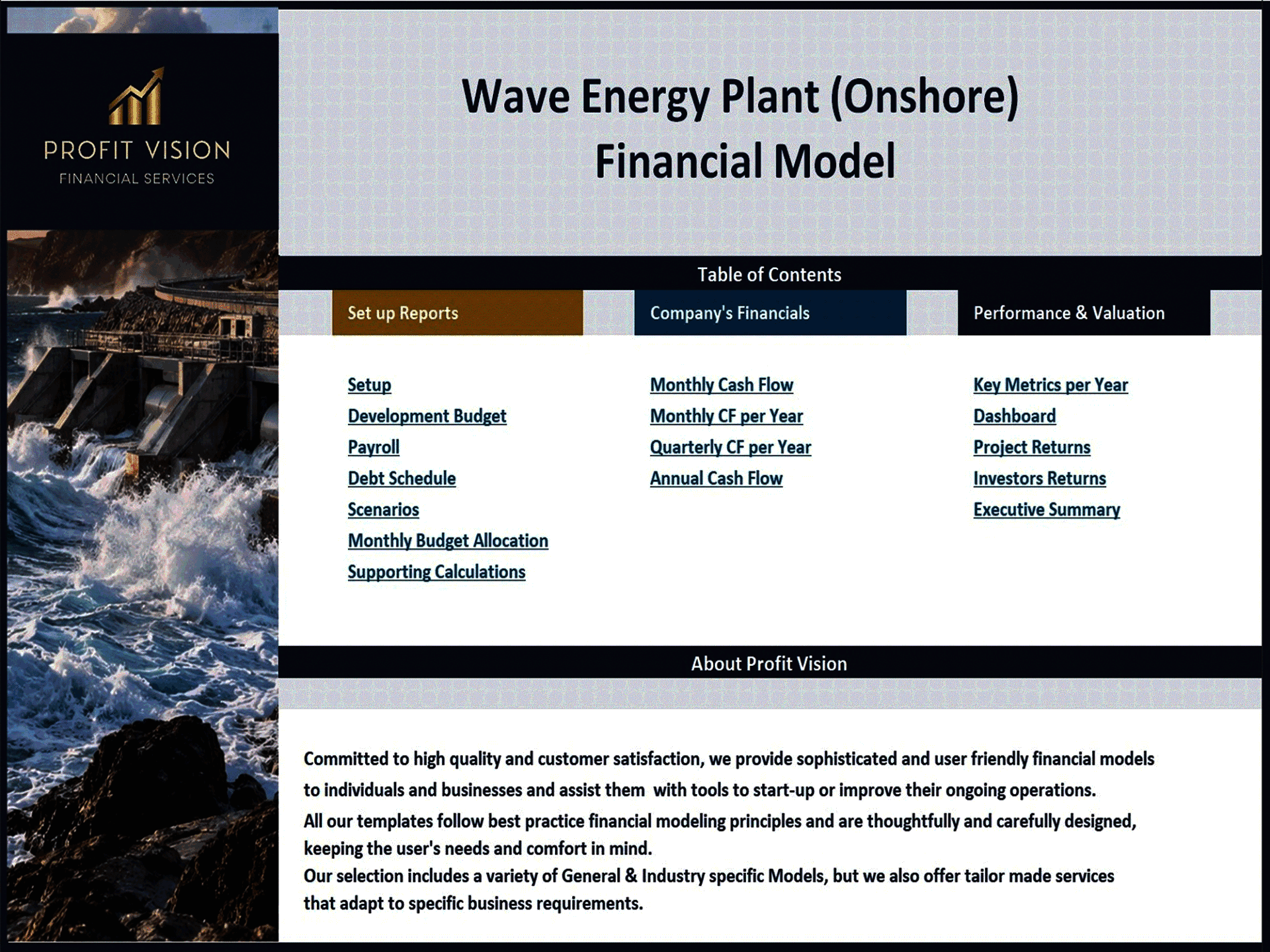Wave Energy Plant - 10 Year Financial Model (Excel template (XLSX)) Preview Image