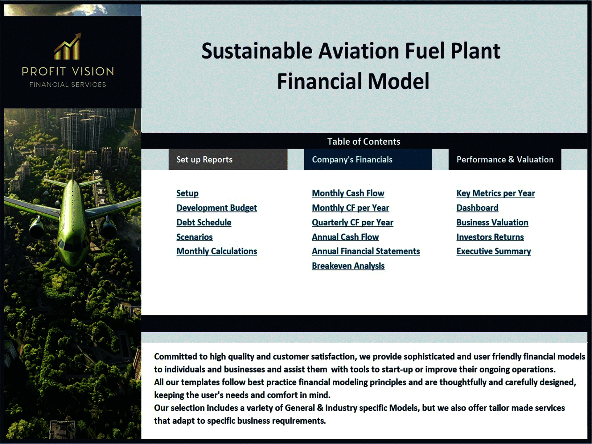 Sustainable Aviation Fuel Plant - 15 Year Financial Model (Excel template (XLSX)) Preview Image