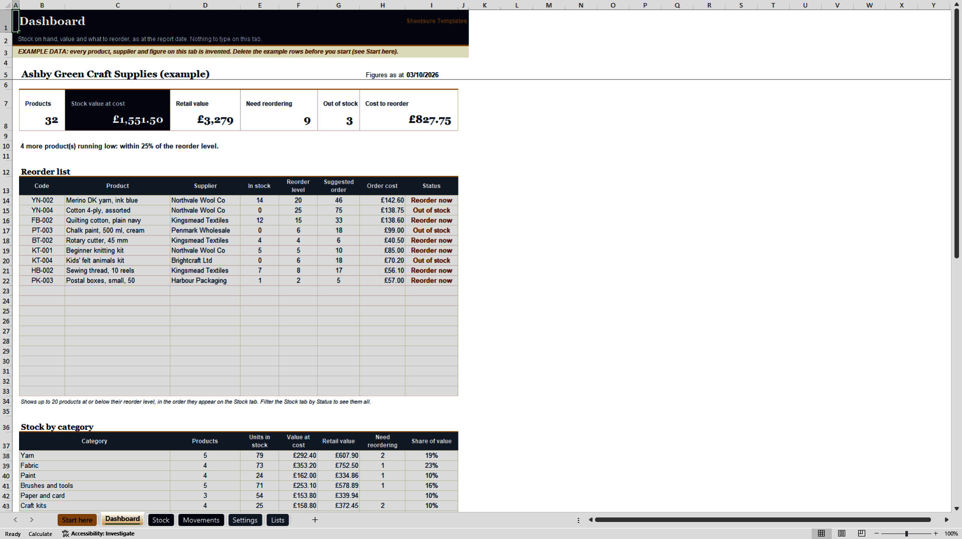 Small Business Stock and Cash Flow Toolkit (Excel template (XLSX)) Preview Image
