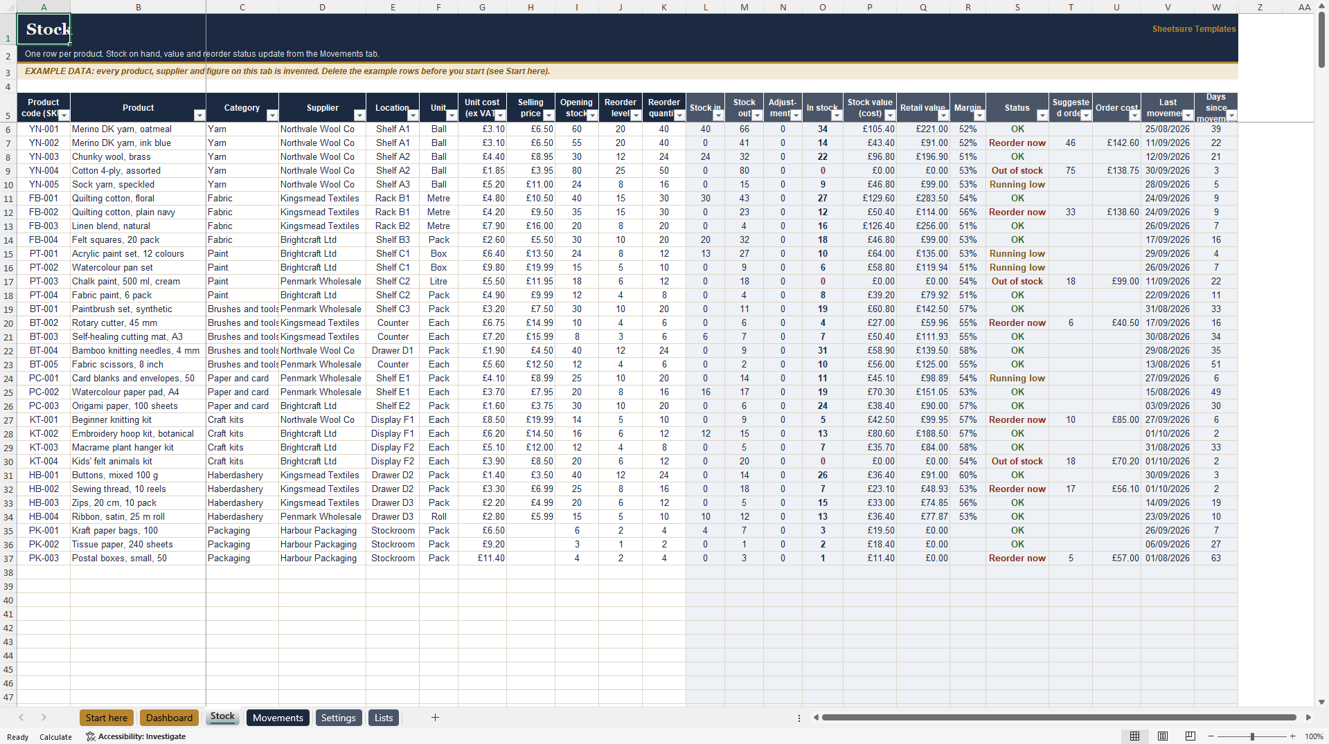 Small Business Stock and Cash Flow Toolkit (Excel template (XLSX)) Preview Image