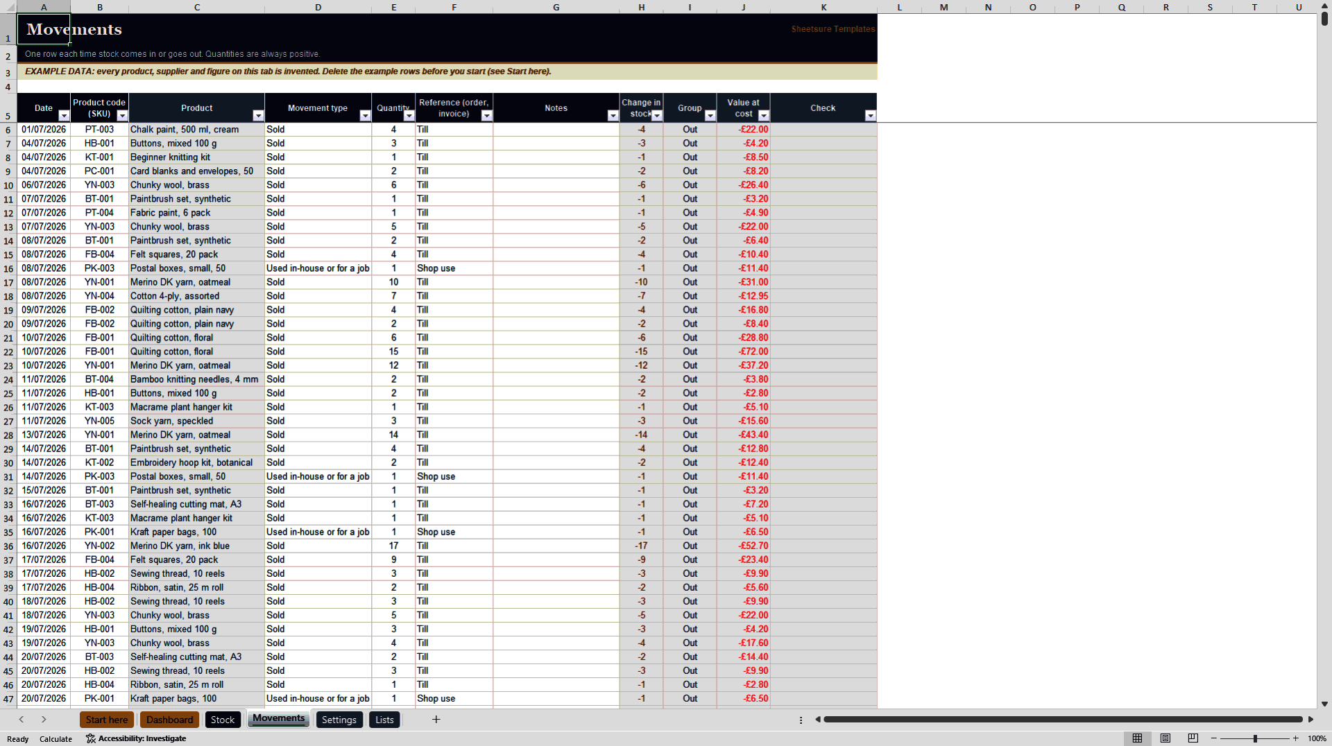 Small Business Stock and Cash Flow Toolkit (Excel template (XLSX)) Preview Image