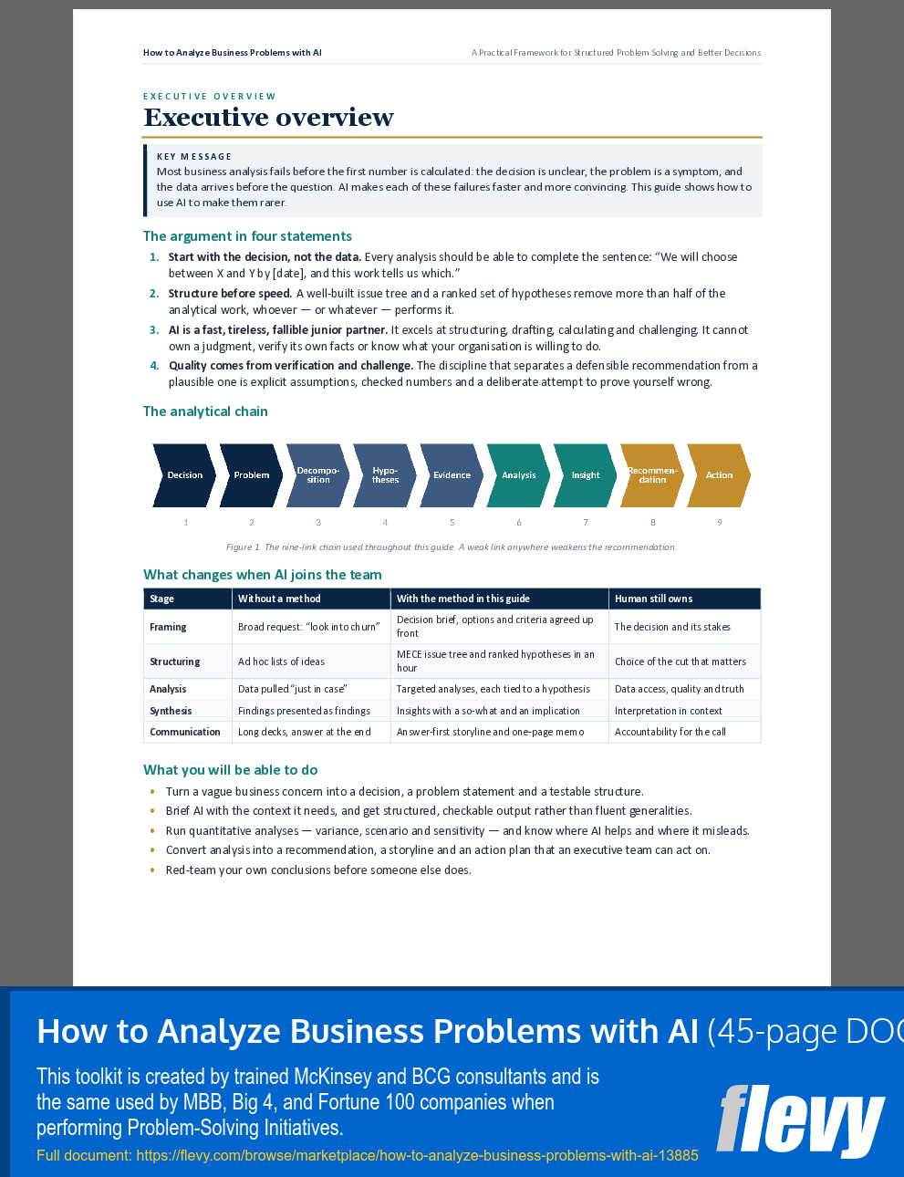 How to Analyze Business Problems with AI (45-page Word document) Preview Image