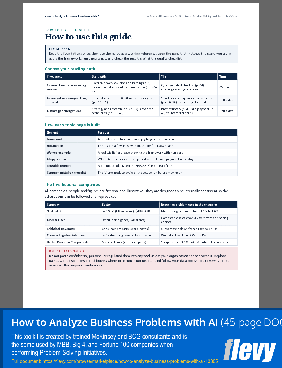 How to Analyze Business Problems with AI (45-page Word document) Preview Image
