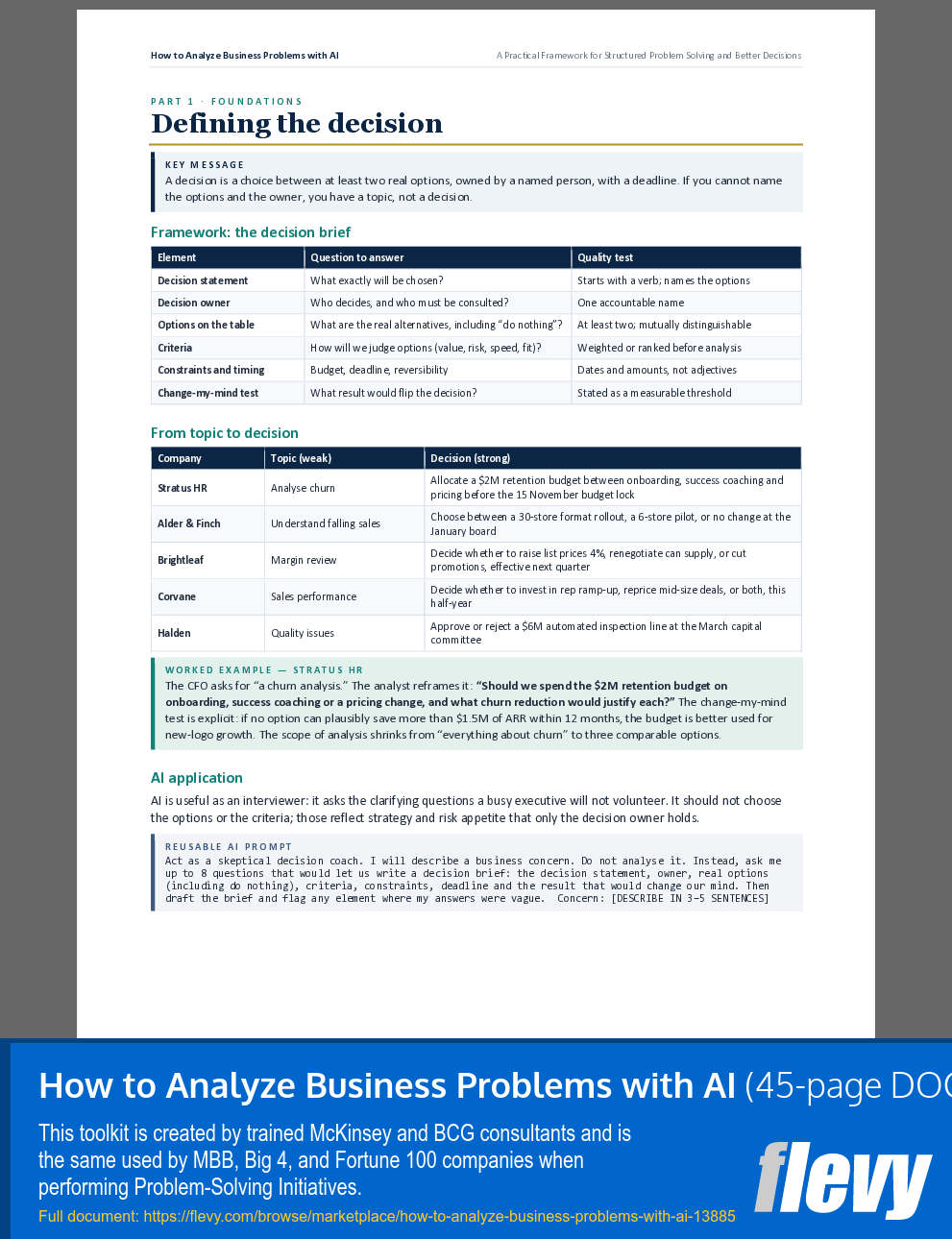 How to Analyze Business Problems with AI (45-page Word document) Preview Image