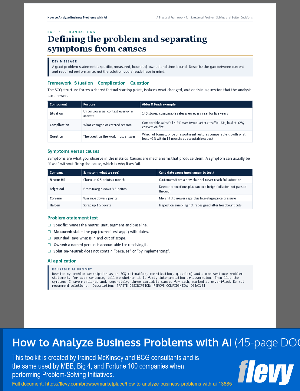How to Analyze Business Problems with AI (45-page Word document) Preview Image