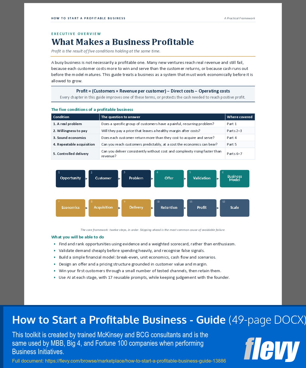 How to Start a Profitable Business - Guide (49-page Word document) Preview Image