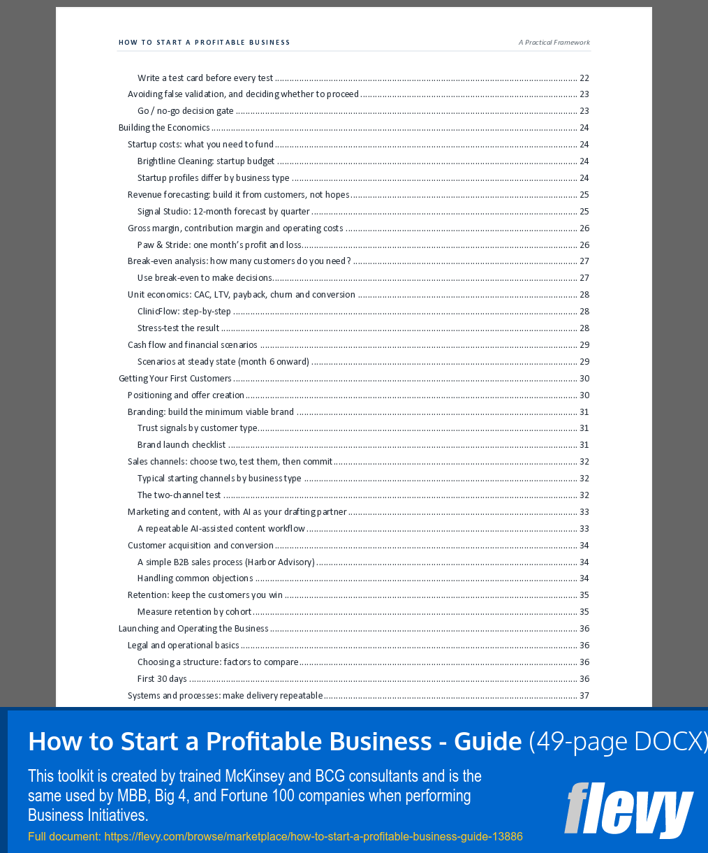 How to Start a Profitable Business - Guide (49-page Word document) Preview Image
