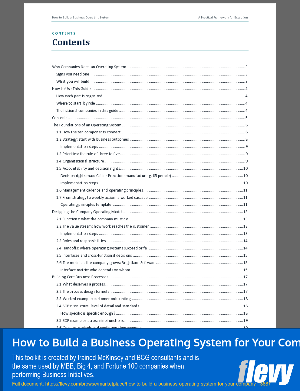 How to Build a Business Operating System for Your Company (45-page Word document) Preview Image