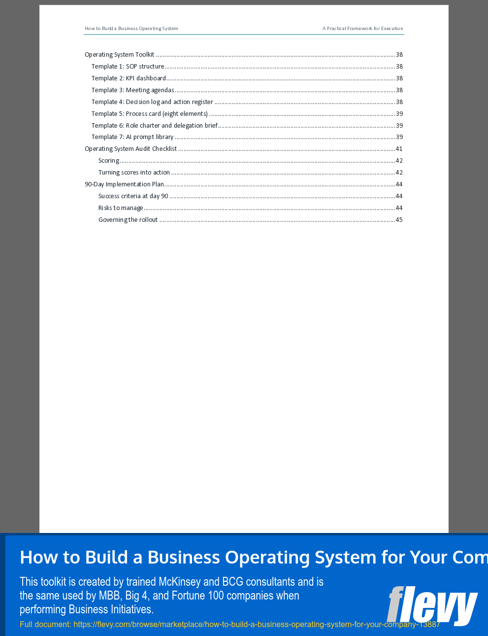 How to Build a Business Operating System for Your Company (45-page Word document) Preview Image