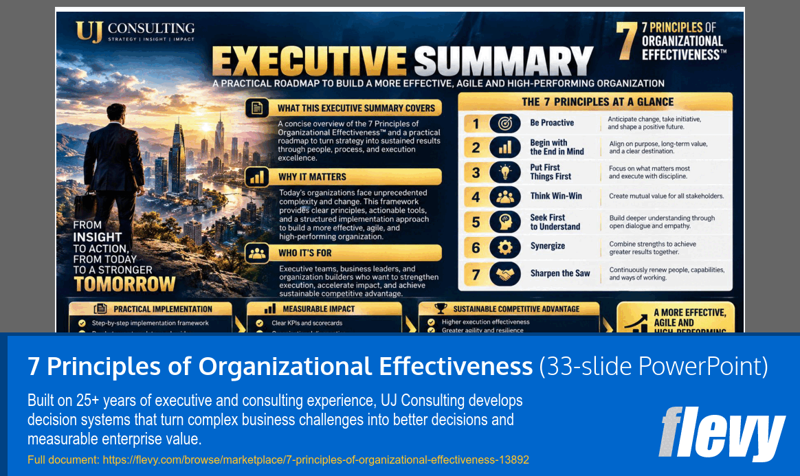 7 Principles of Organizational Effectiveness (33-slide PPT PowerPoint presentation template (PPTX)) Preview Image