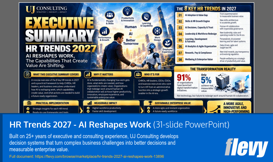 HR Trends 2027 - AI Reshapes Work (31-slide PPT PowerPoint presentation template (PPTX)) Preview Image