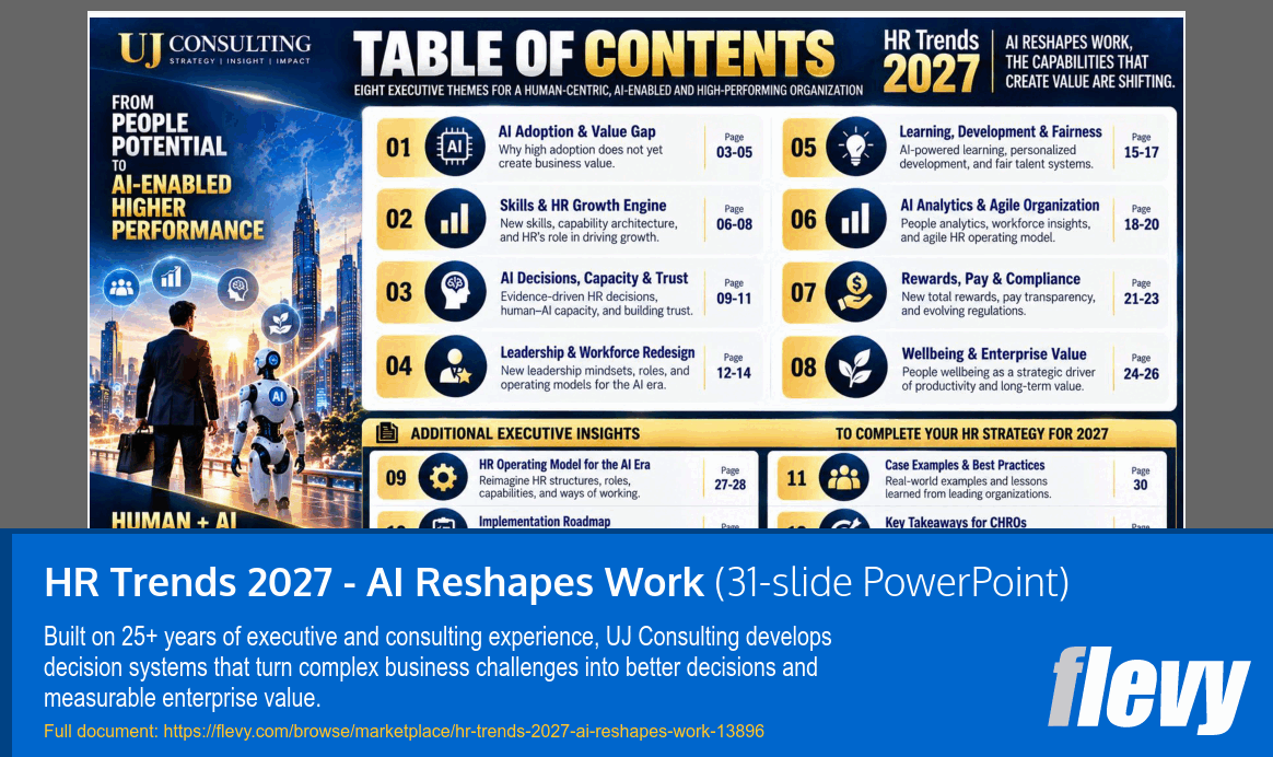 HR Trends 2027 - AI Reshapes Work (31-slide PPT PowerPoint presentation template (PPTX)) Preview Image