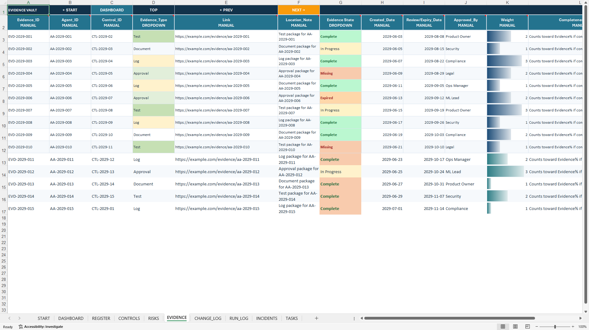 Agentic AI Governance & Autonomous Workflow System (Excel template (XLSX)) Preview Image
