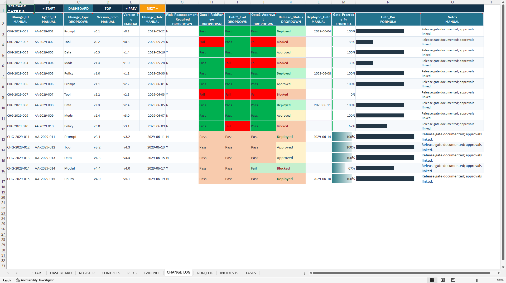 Agentic AI Governance & Autonomous Workflow System (Excel template (XLSX)) Preview Image