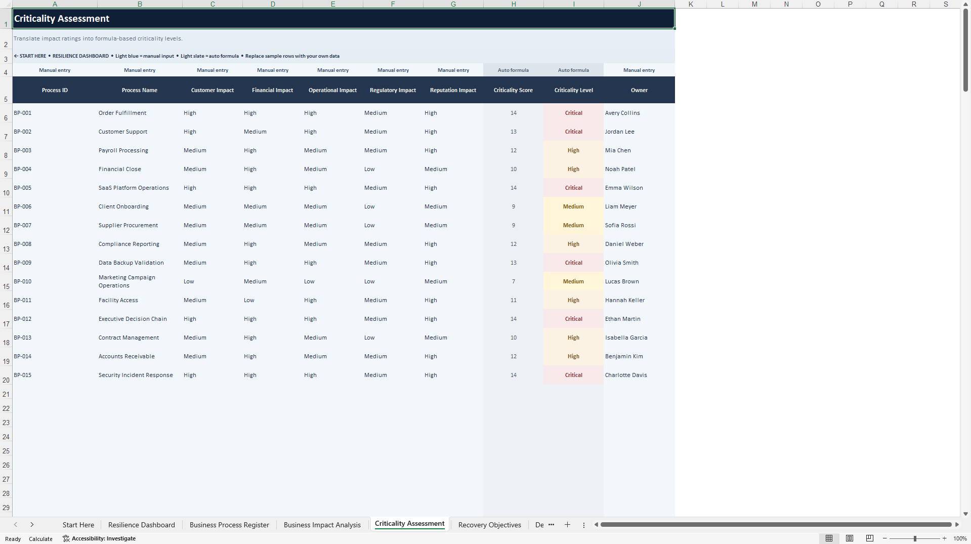 Business Continuity & Disaster Recovery Management System (Excel template (XLSX)) Preview Image