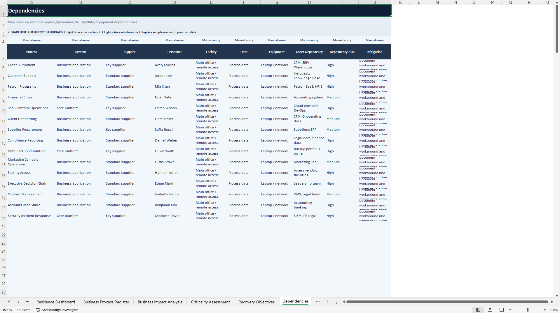 Business Continuity & Disaster Recovery Management System (Excel template (XLSX)) Preview Image