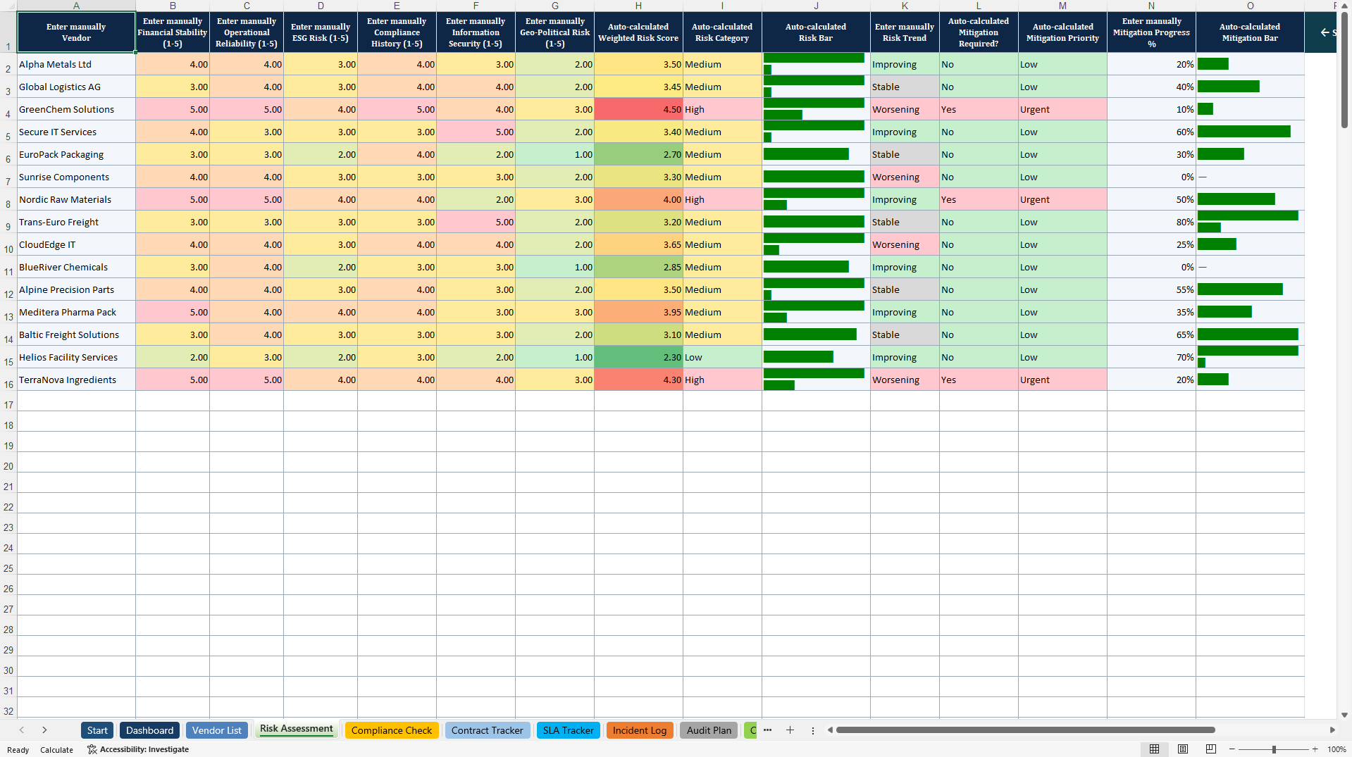 Vendor Risk & Supplier Management System (Excel template (XLSX)) Preview Image