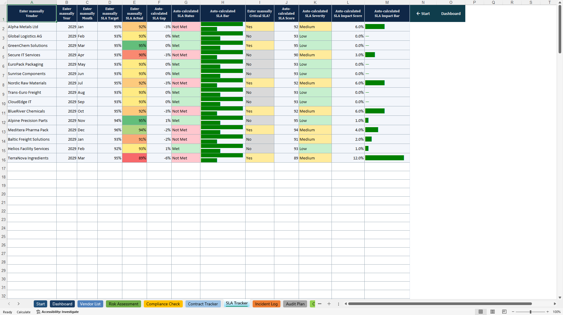 Vendor Risk & Supplier Management System (Excel template (XLSX)) Preview Image