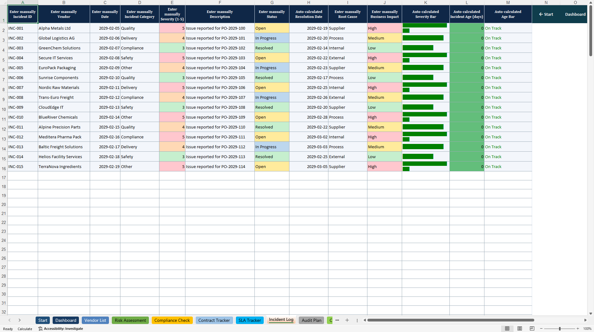 Vendor Risk & Supplier Management System (Excel template (XLSX)) Preview Image