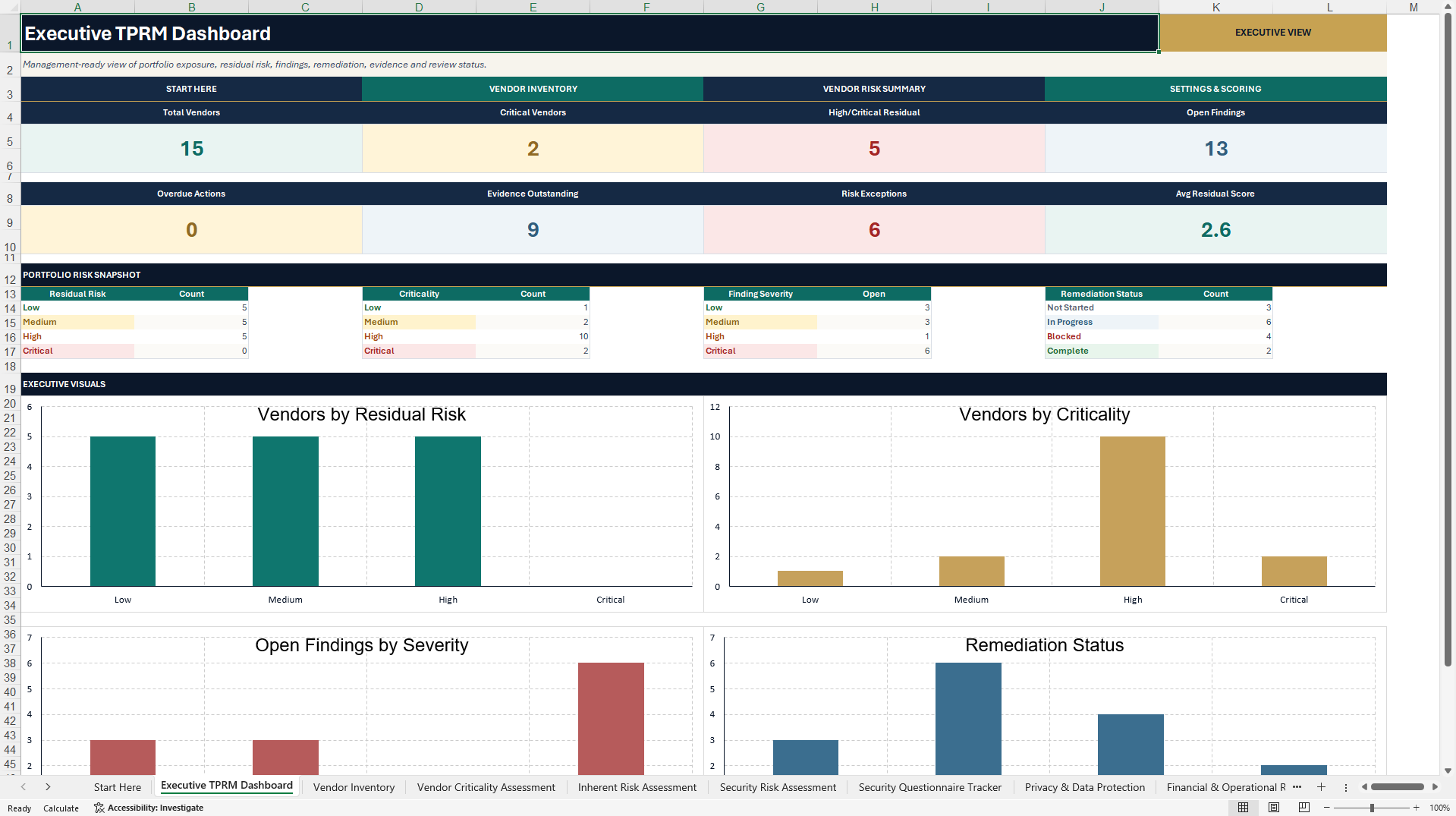 Third-Party Risk Management & Vendor Due Diligence (Excel template (XLSX)) Preview Image