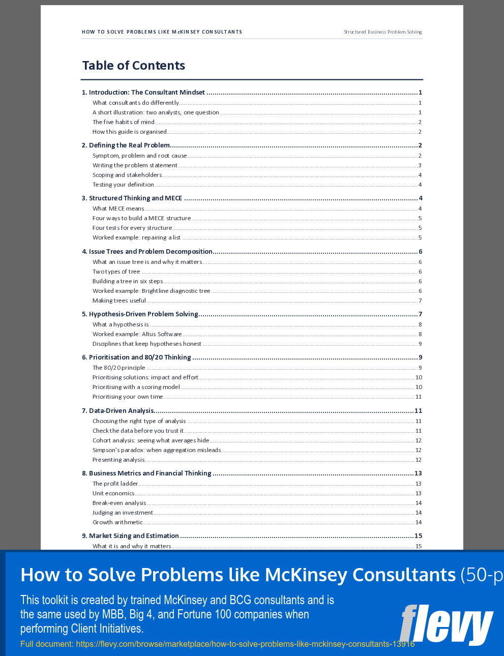 How to Solve Problems like McKinsey Consultants (50-page Word document) Preview Image