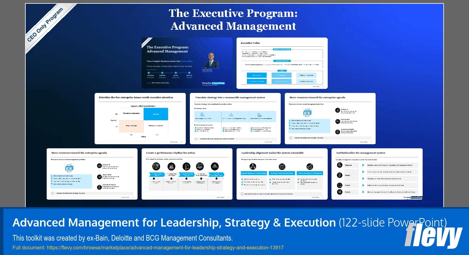 Advanced Management for Leadership, Strategy & Execution (122-slide PPT PowerPoint presentation template (PPTX)) Preview Image