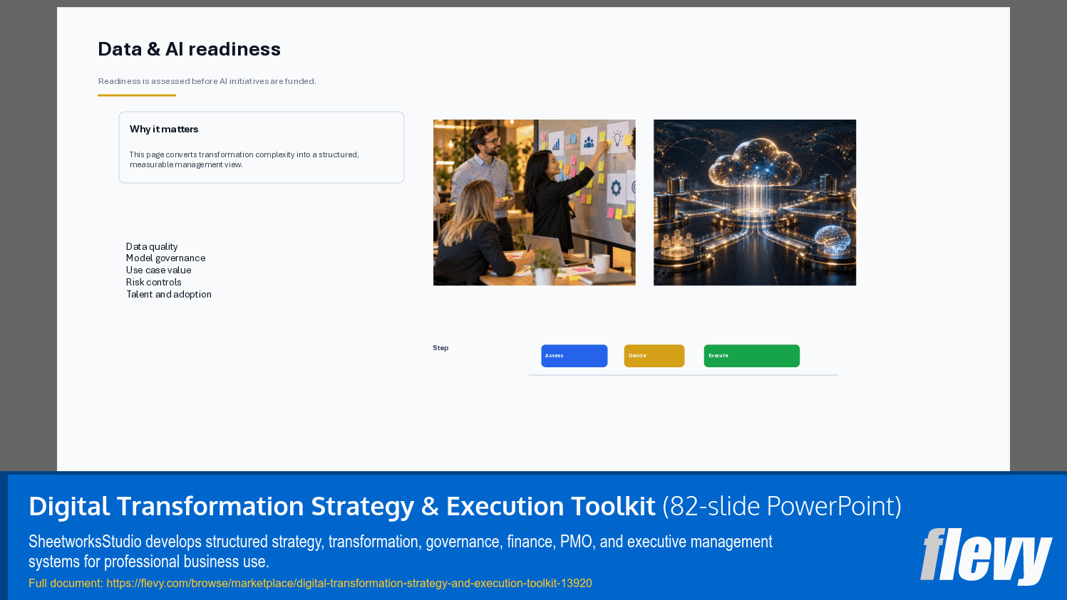 Digital Transformation Strategy & Execution Toolkit (82-slide PPT PowerPoint presentation template (PPTX)) Preview Image