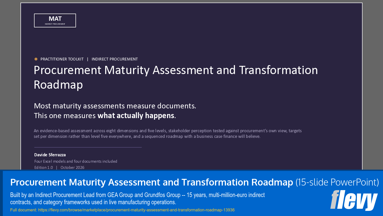 Procurement Maturity Assessment and Transformation Roadmap (15-slide PPT PowerPoint presentation template (PPTX)) Preview Image