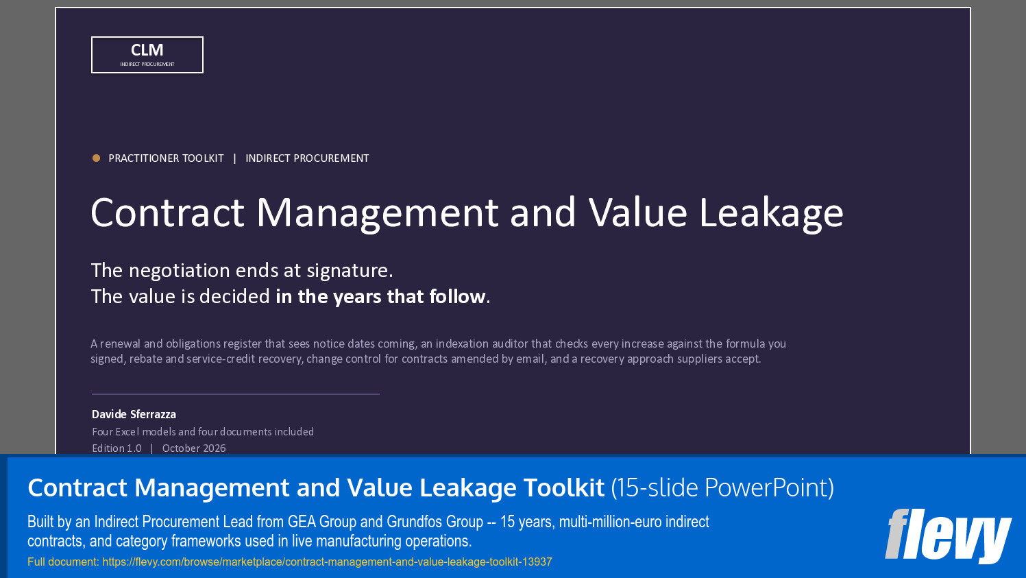 Contract Management and Value Leakage Toolkit (15-slide PPT PowerPoint presentation template (PPTX)) Preview Image