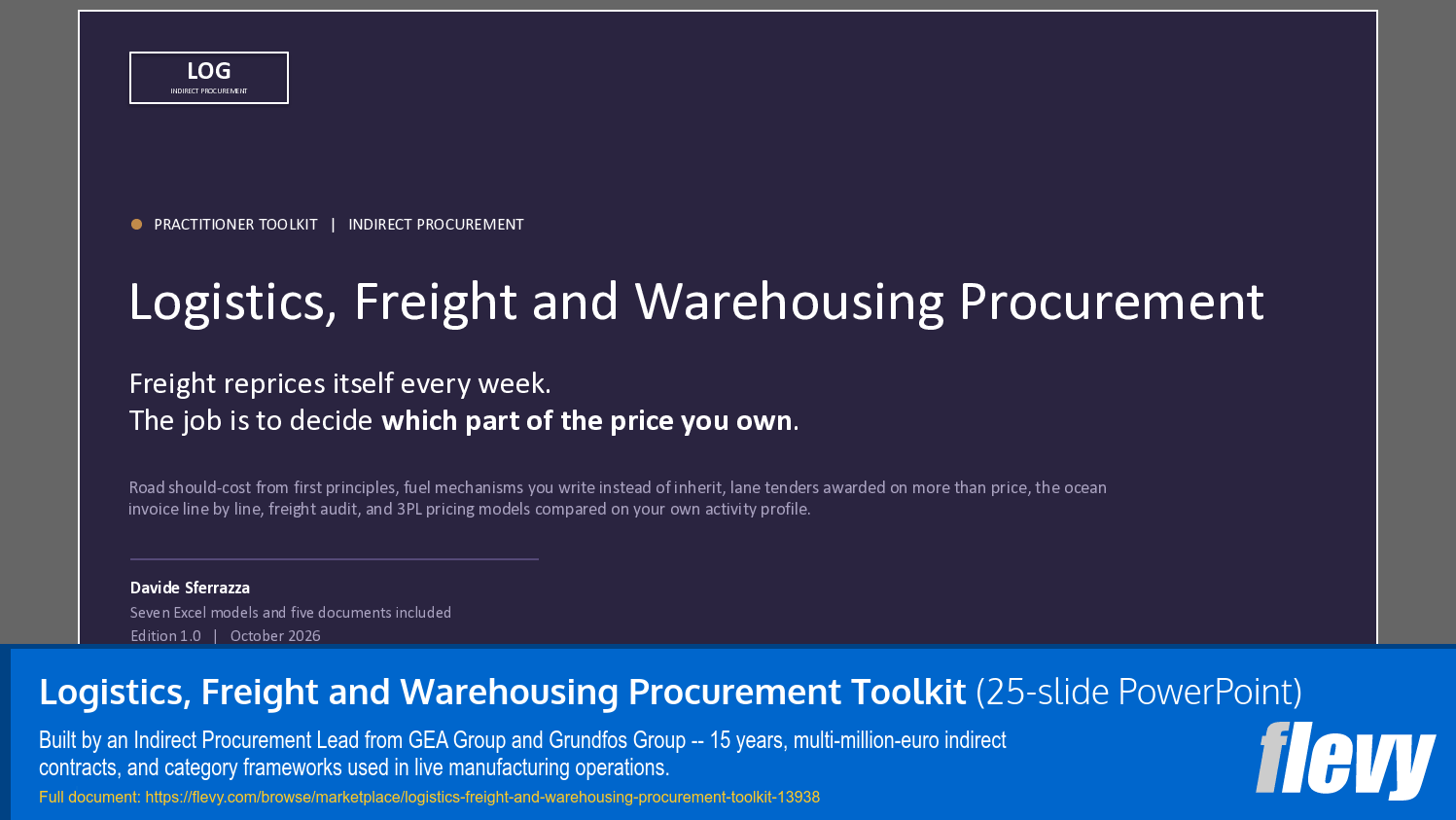 Logistics, Freight and Warehousing Procurement Toolkit (25-slide PPT PowerPoint presentation template (PPTX)) Preview Image