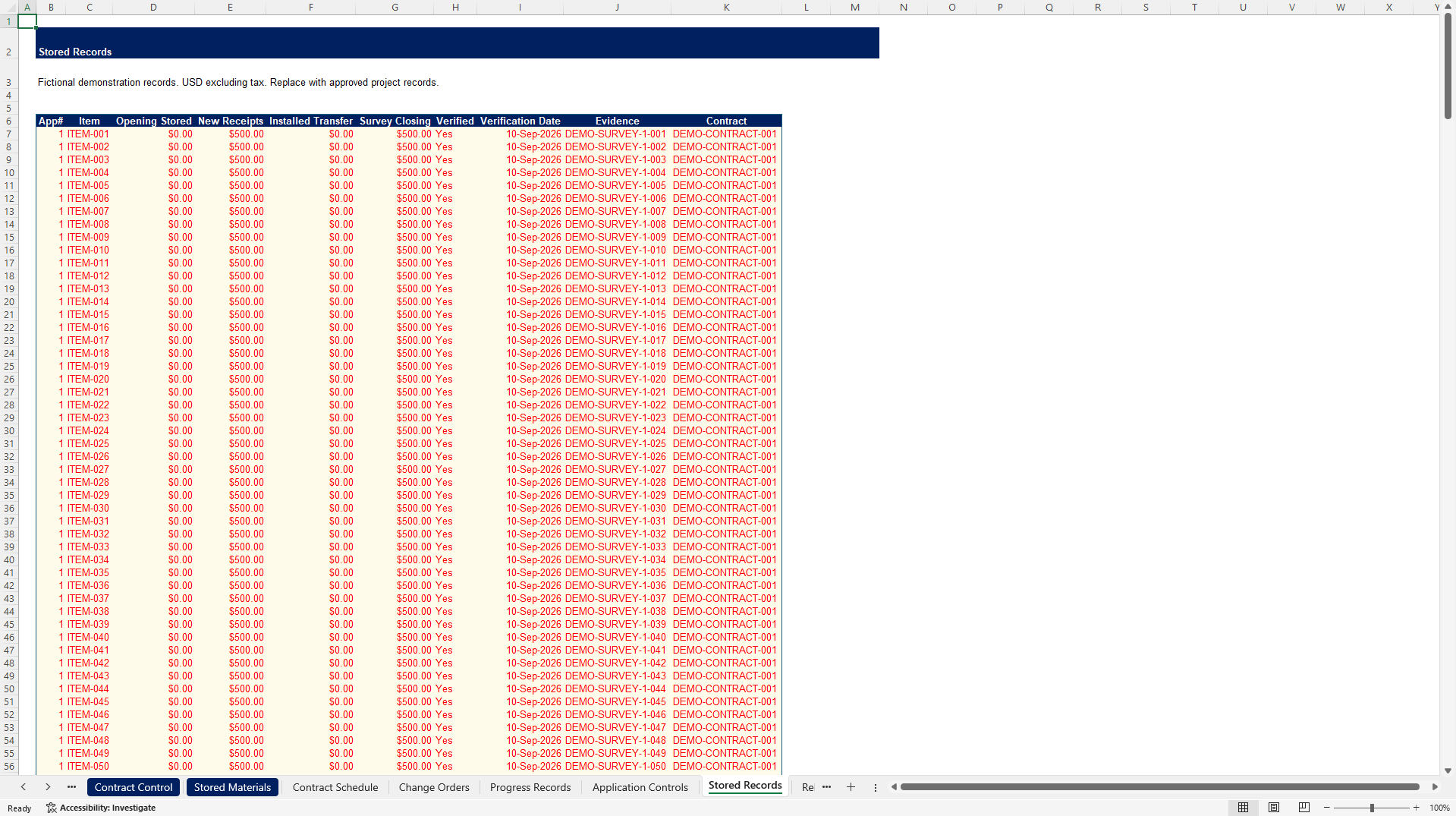 Construction Progress Billing & Retainage Control Tower (Excel template (XLSX)) Preview Image