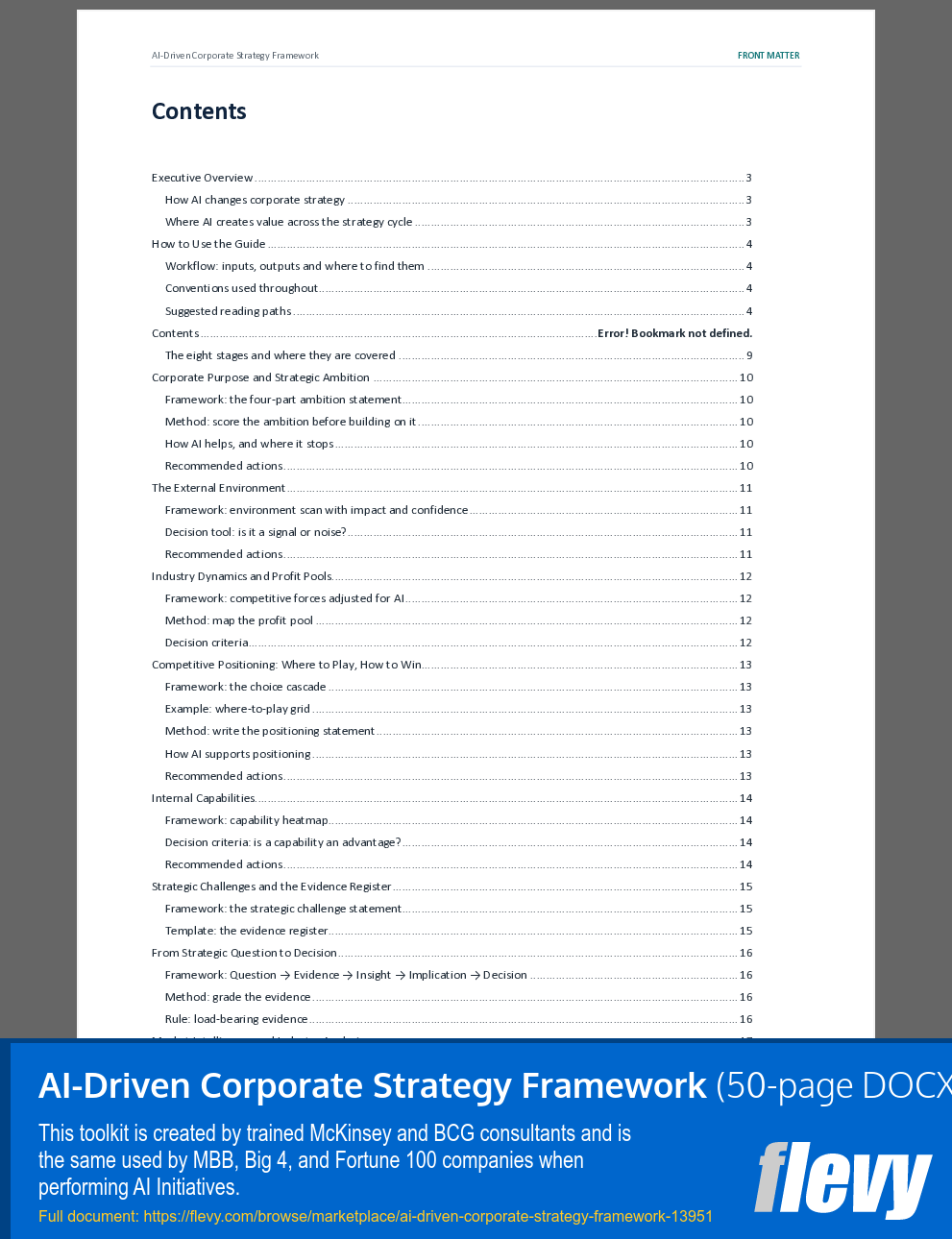 AI-Driven Corporate Strategy Framework (50-page Word document) Preview Image