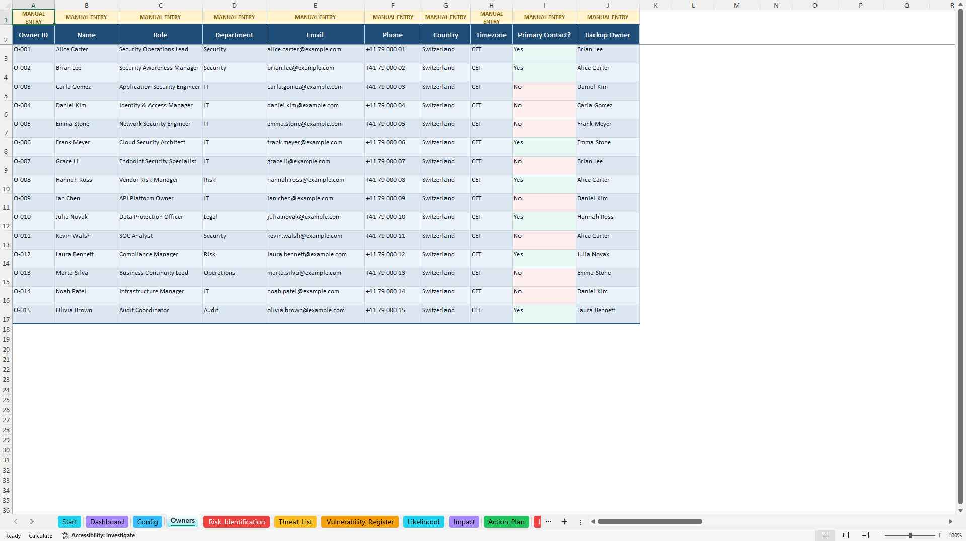 Cybersecurity Risk & Incident Management Control Center (Excel template (XLSX)) Preview Image