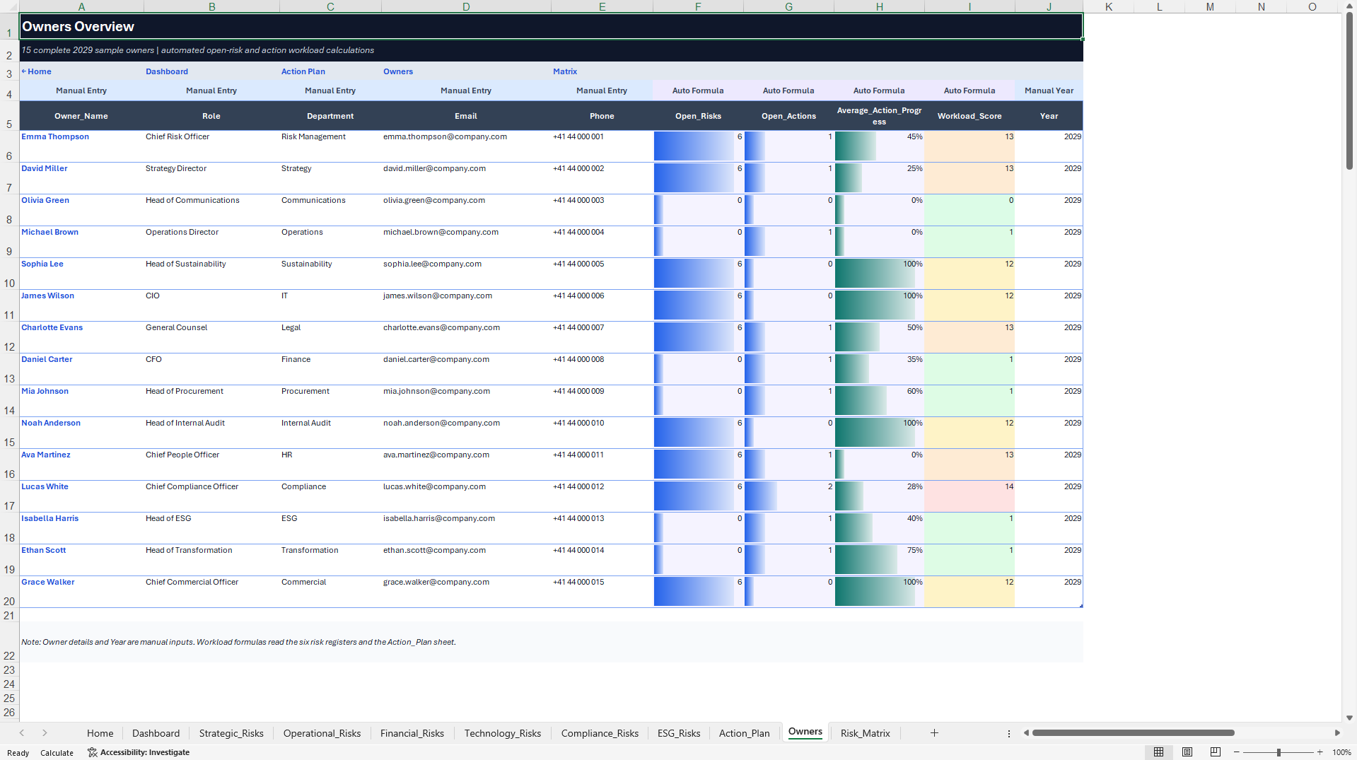 Enterprise Risk Management & Risk Register Control Center (Excel template (XLSX)) Preview Image