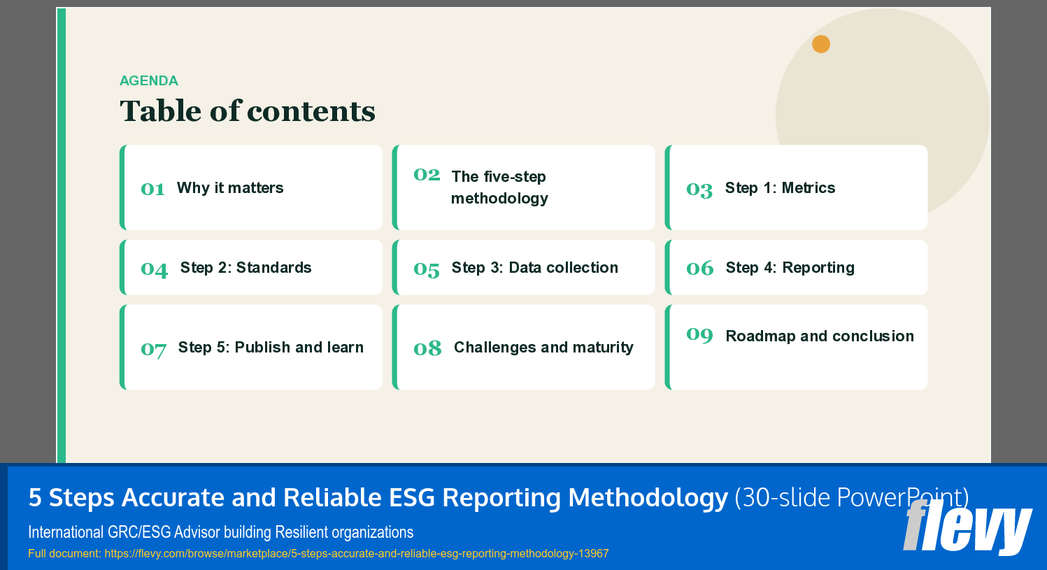 5 Steps Accurate and Reliable ESG Reporting Methodology (30-slide PPT PowerPoint presentation template (PPTX)) Preview Image