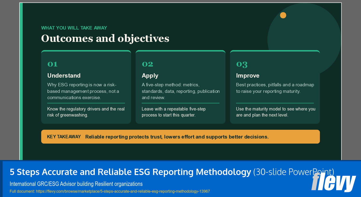 5 Steps Accurate and Reliable ESG Reporting Methodology (30-slide PPT PowerPoint presentation template (PPTX)) Preview Image