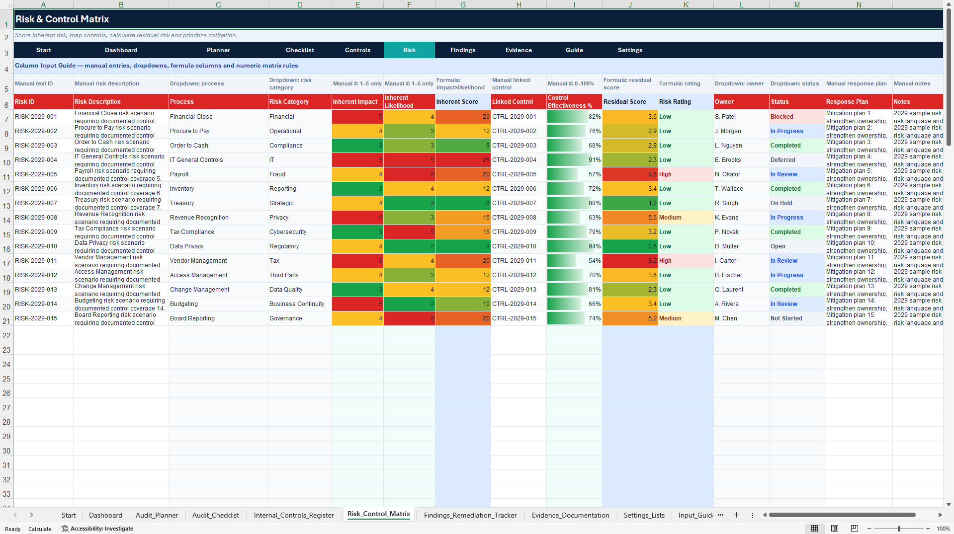 Corporate Governance & Audit Control Center (Excel template (XLSX)) Preview Image