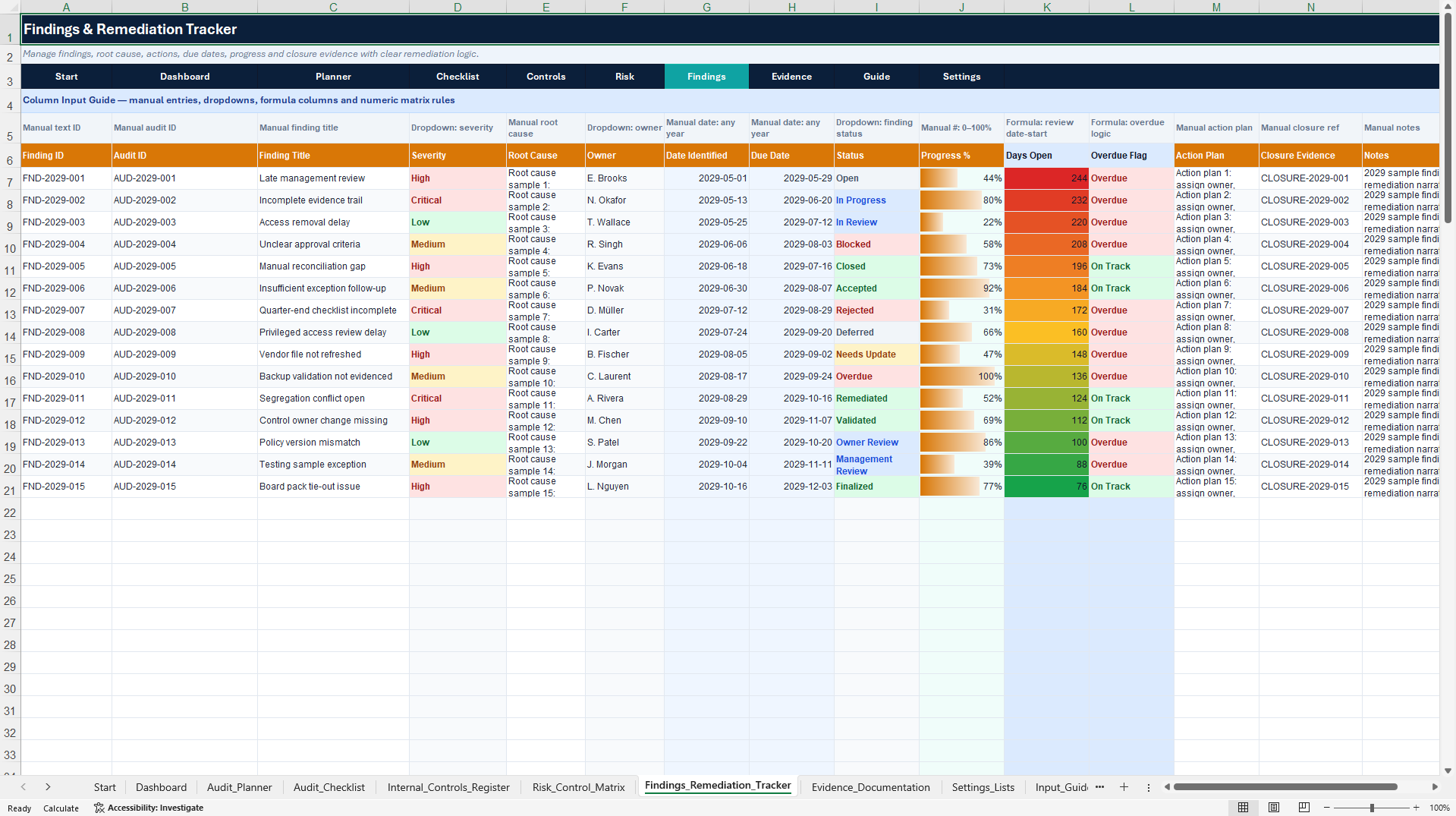 Corporate Governance & Audit Control Center (Excel template (XLSX)) Preview Image