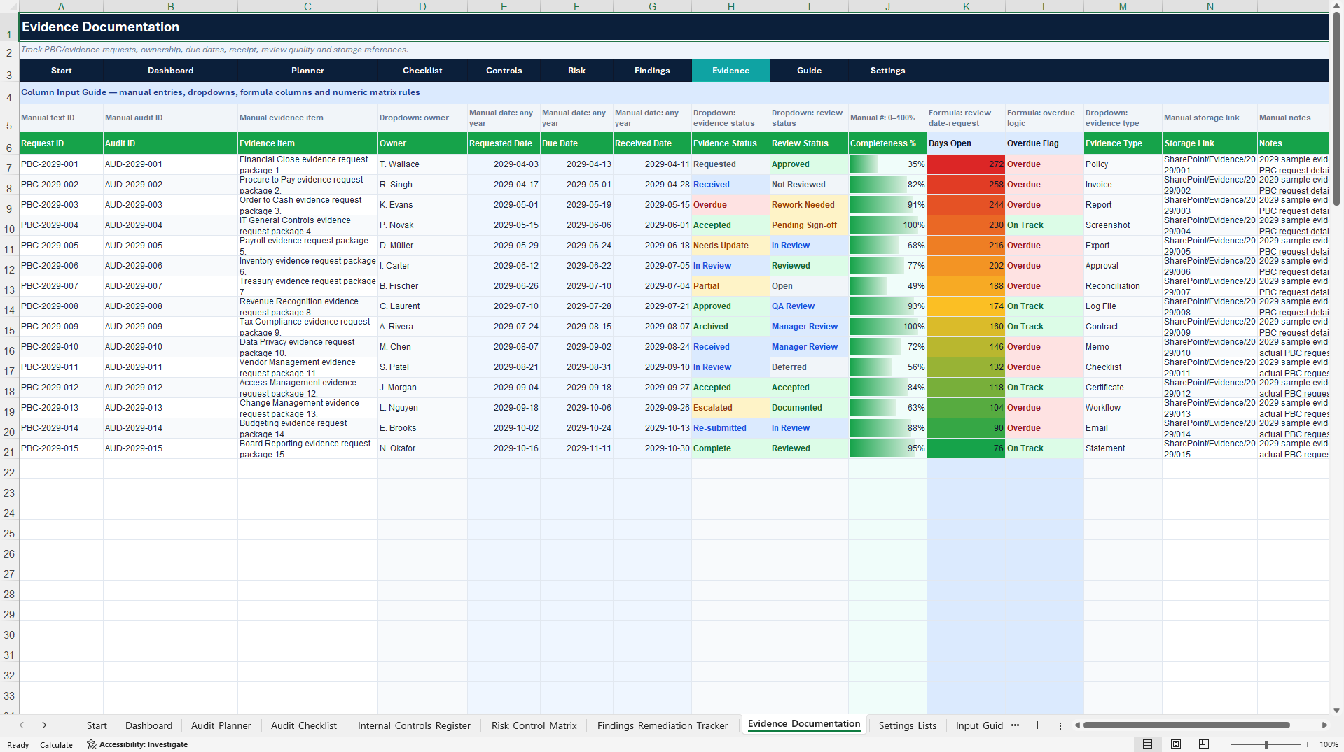 Corporate Governance & Audit Control Center (Excel template (XLSX)) Preview Image