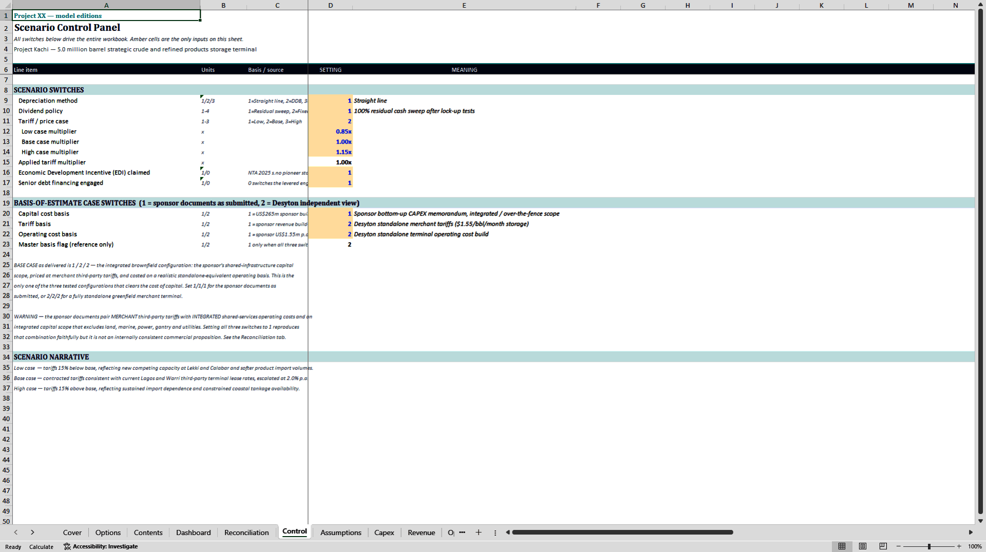 5.0 Million Barrel Refinery Storage Financial Model (Excel template (XLSX)) Preview Image