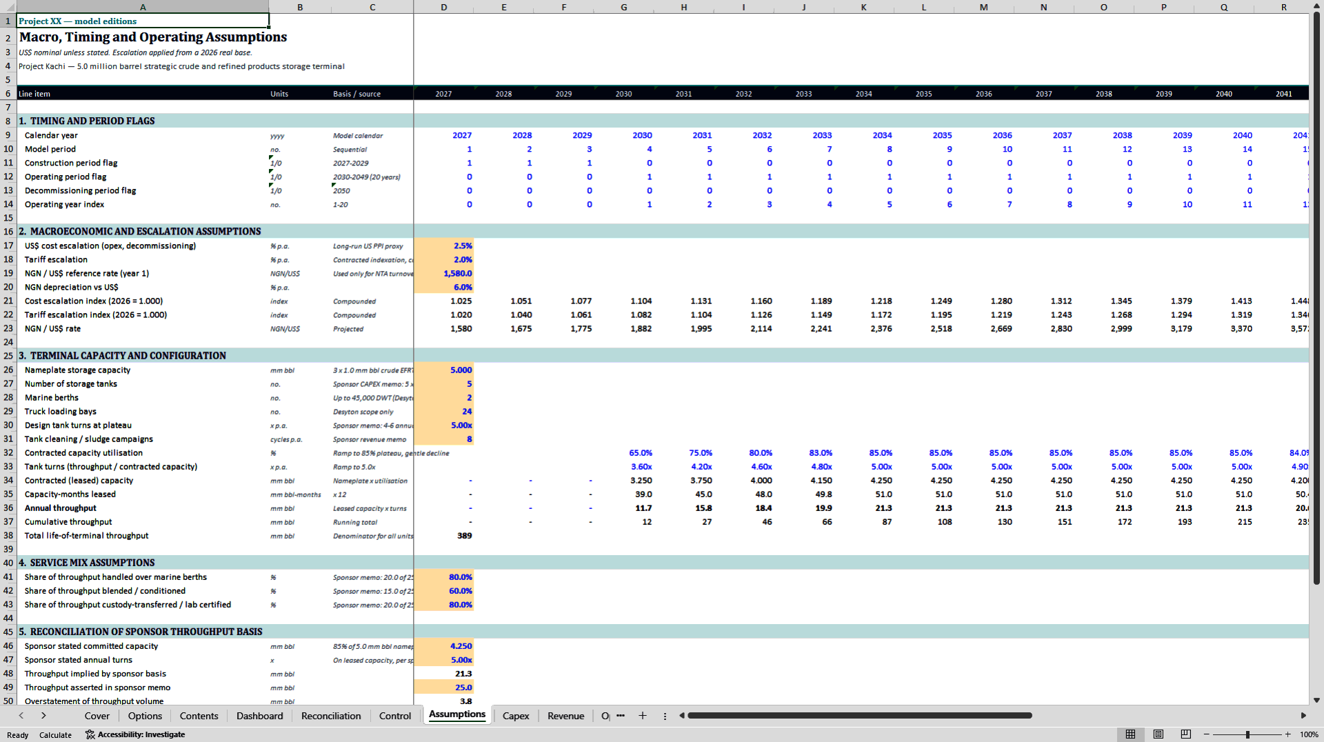 5.0 Million Barrel Refinery Storage Financial Model (Excel template (XLSX)) Preview Image