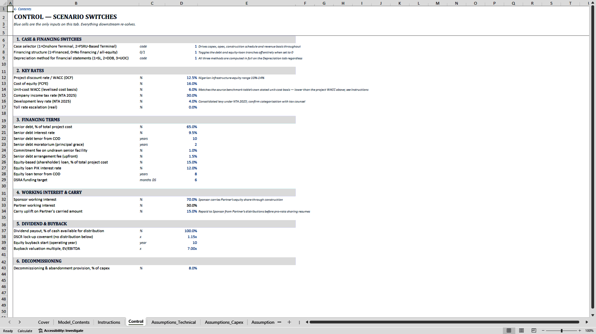 LNG Terminal FSRU Financial Model (Excel template (XLSX)) Preview Image