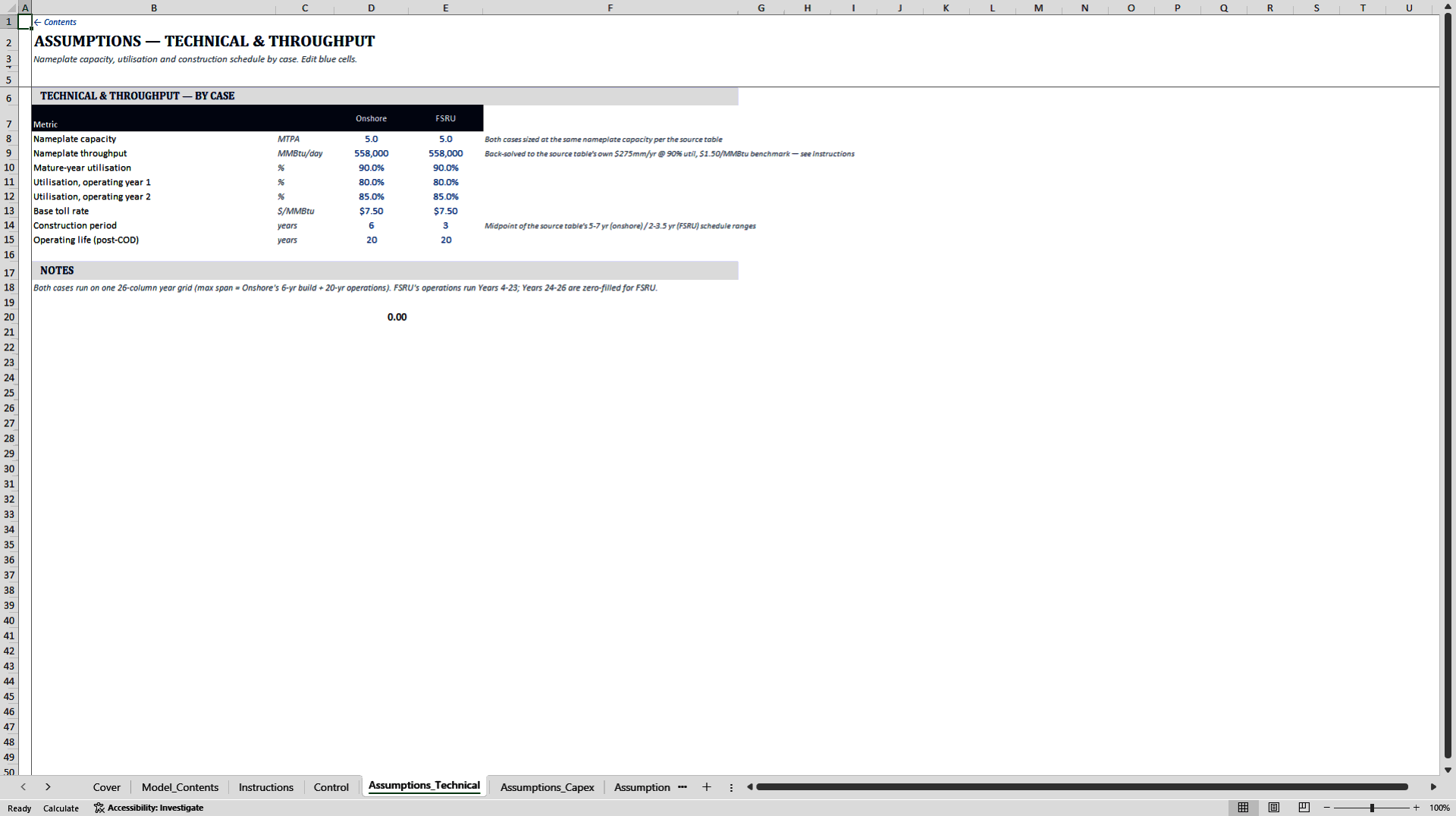LNG Terminal FSRU Financial Model (Excel template (XLSX)) Preview Image