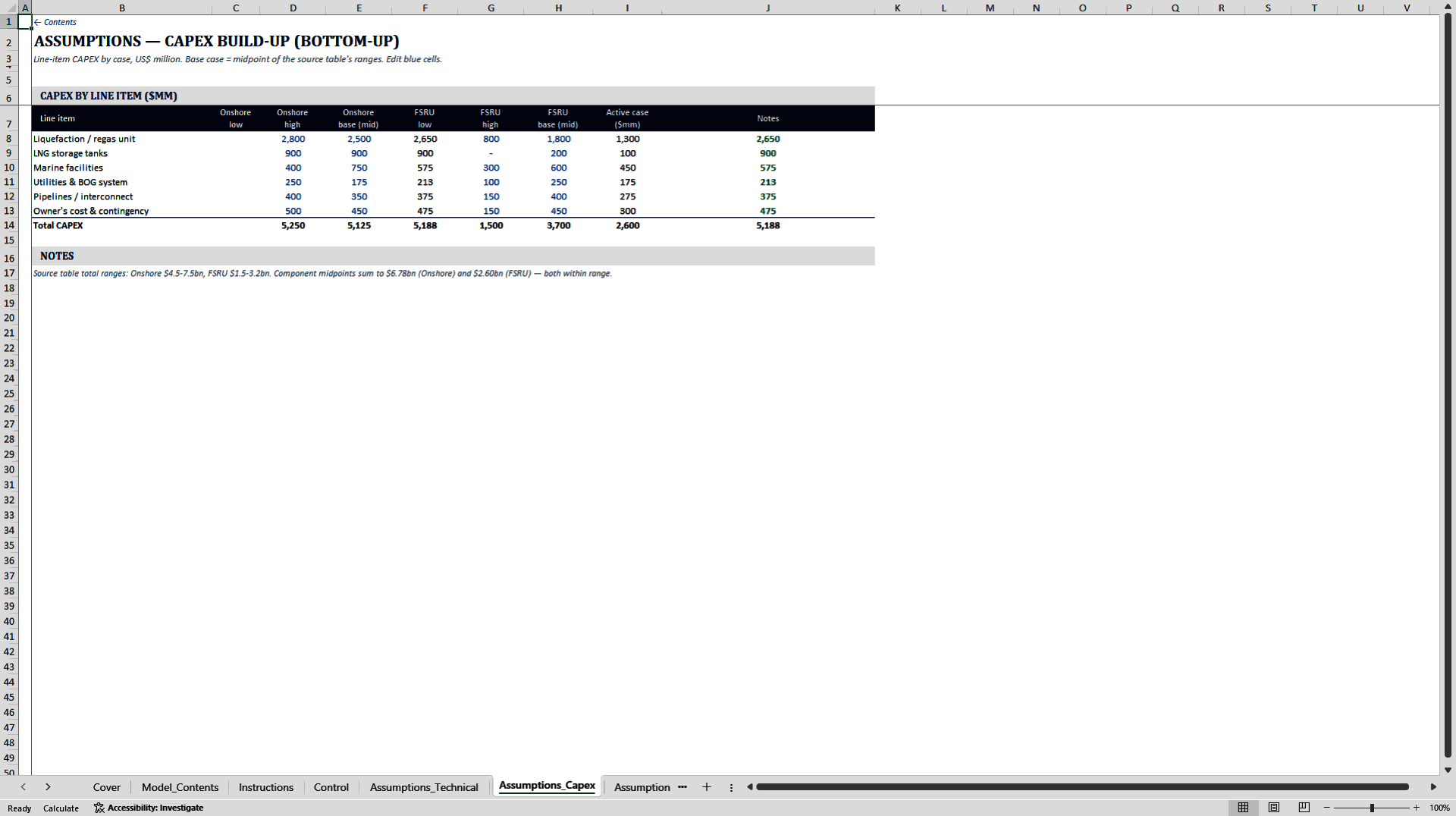 LNG Terminal FSRU Financial Model (Excel template (XLSX)) Preview Image