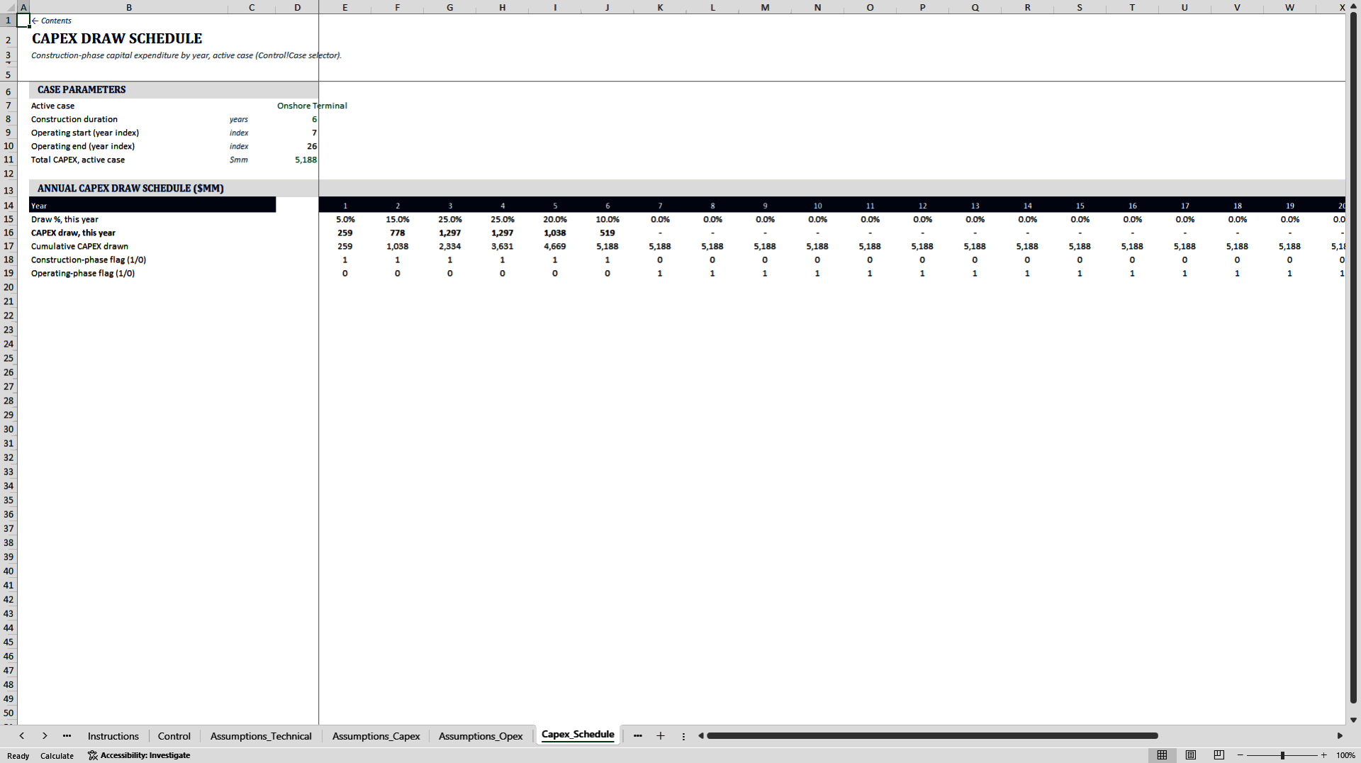 LNG Terminal FSRU Financial Model (Excel template (XLSX)) Preview Image