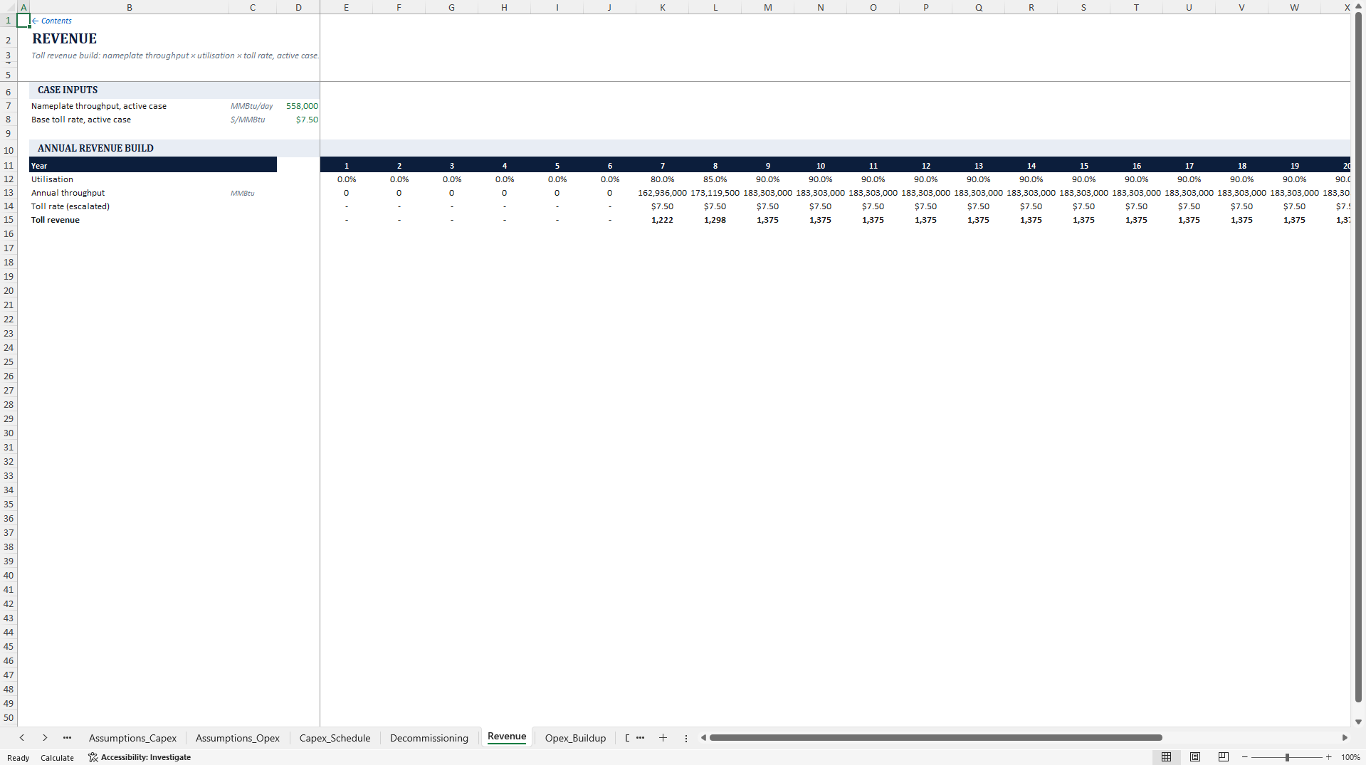 LNG Terminal FSRU Financial Model (Excel template (XLSX)) Preview Image